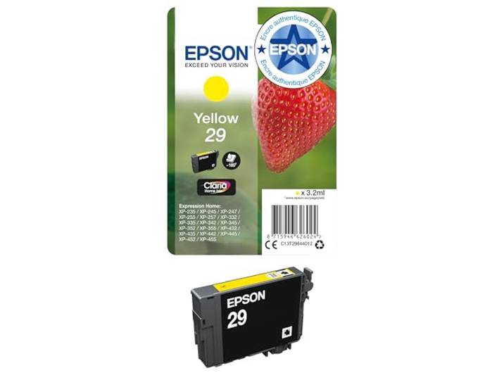 Epson 29 Fraise Jaune\, Cartouche d'encre d'origine\, XP-235 XP-243 XP-245 XP-247 XP-255\, XP-257 XP-332 XP-335 XP-342 XP-345 XP-352 XP-355 XP-432 XP-435 XP-442 XP-445 XP-452 XP-455
