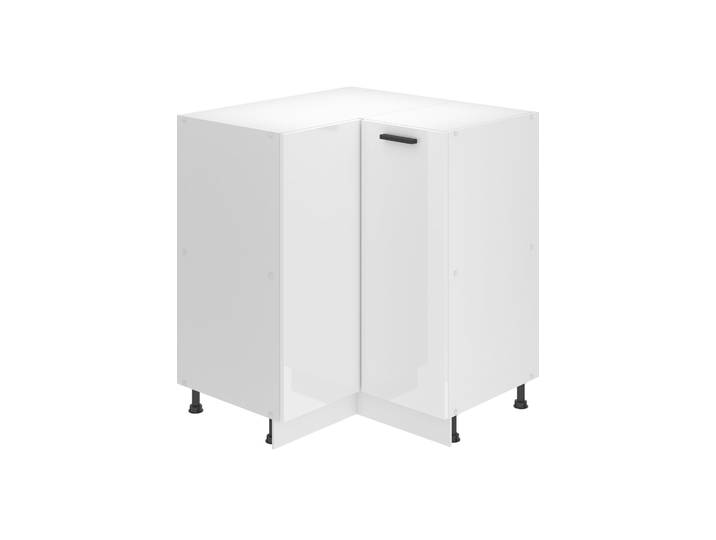 Belini Armoire basse de cuisine\, armoire basse de cuisine largeur 90 cm. SNP Armoire basse de cuisine sans plan de travail. Armoire d'angle cuisine 1 porte\, blanc brillant
