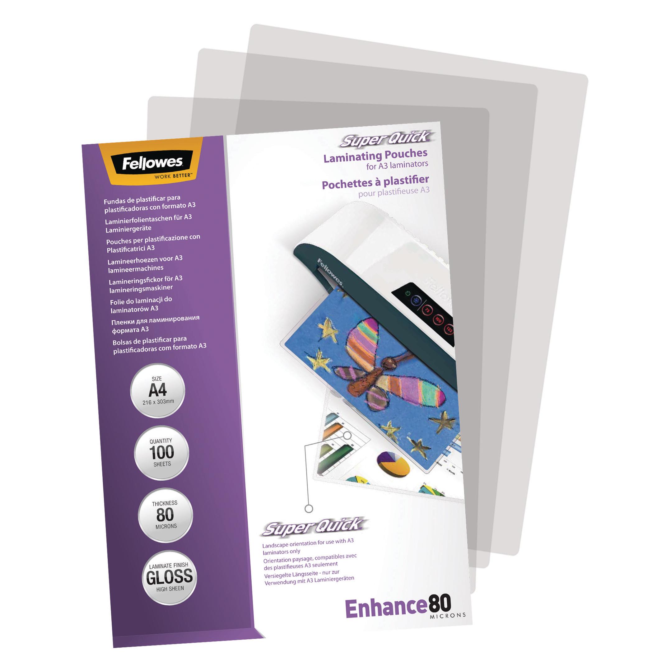 Fellowes SuperQuick Enhance 80 (A4, 100 Stk., 80 µm) (5440001)