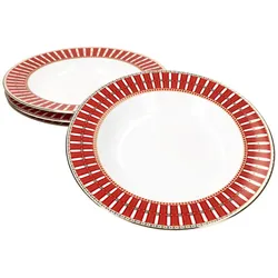 4x Polar Train Suppenteller 160ml Porzellan 4 Personen tiefe Teller rot-gold
