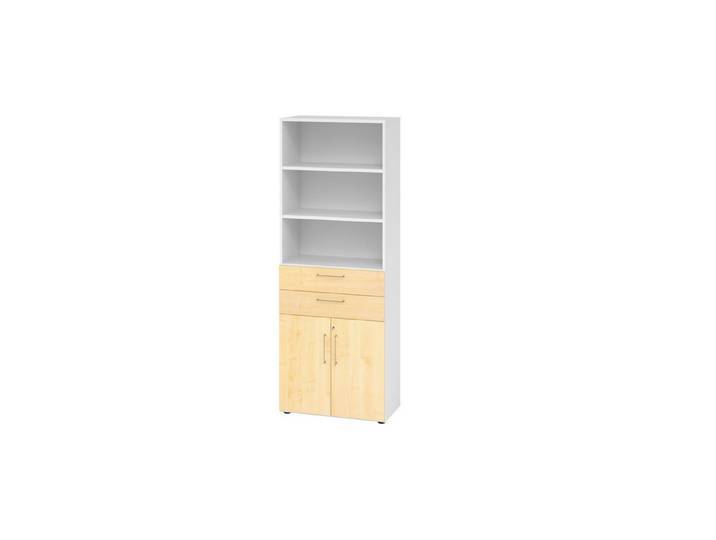 HAMMERBACHER Aktenschrank Kombischrank 6OH weiß/Ahorn