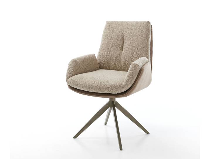DELIFE Drehstuhl Clea-Flex Materialmix Schlamm Kreuzgestell breit Effektfinish Titan 360° drehbar