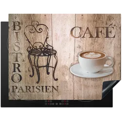 HERDABDECKPLATTE Bistro Parisien - Café - Kaffee - Jahrgang Induktionsmatte 77x59 cm