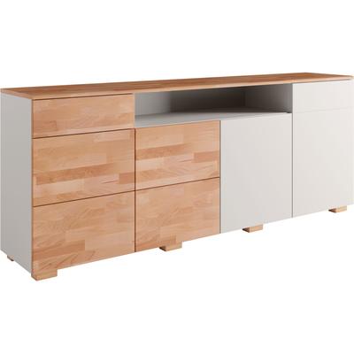 Sideboard OTTO HOME "Citra teilmassiv", grau (kernbuche und grau), B:200cm H:80cm T:40cm, Sideboards, Sideboard, Breite 200cm,moderne grifflose Optik mit push to open Funktion