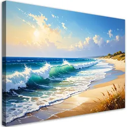 LEINWANDBILD Strand Meer Wellen Landschaft 90x60cm