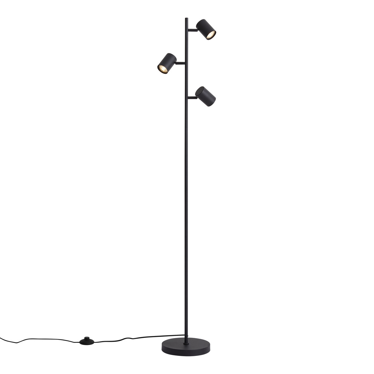 Qazqa Moderne Vloerlamp Zwart - 3-Lichts - Dimbaar - Metaal