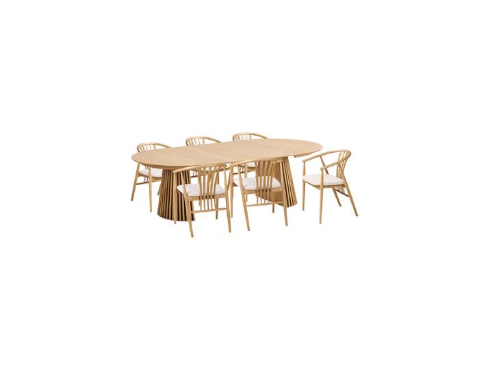 7-teiliges Design Esszimmer-Set „Osakka & Agustin“ Eiche Natural Nordic Living