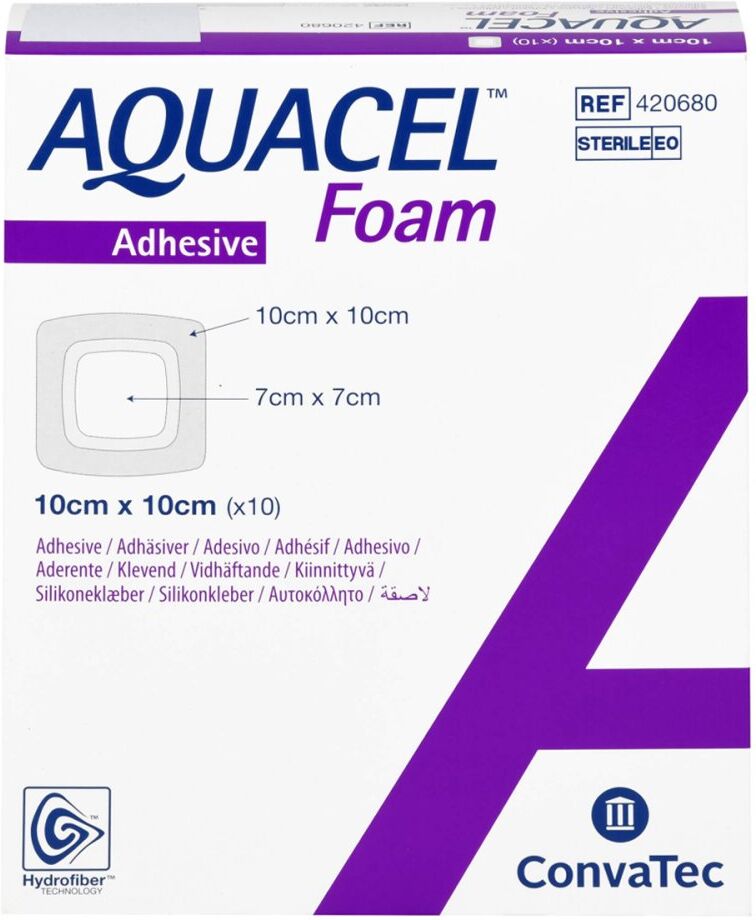 Aquacel Foam adhäsiv 10x10 cm Verband