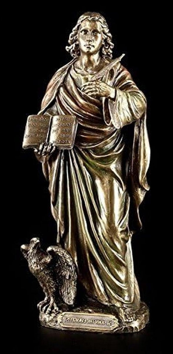 Johannes de Evangelist Beeldje - Sint Jan Decoratie - Bronzen Look - Hoogte: 22 cm