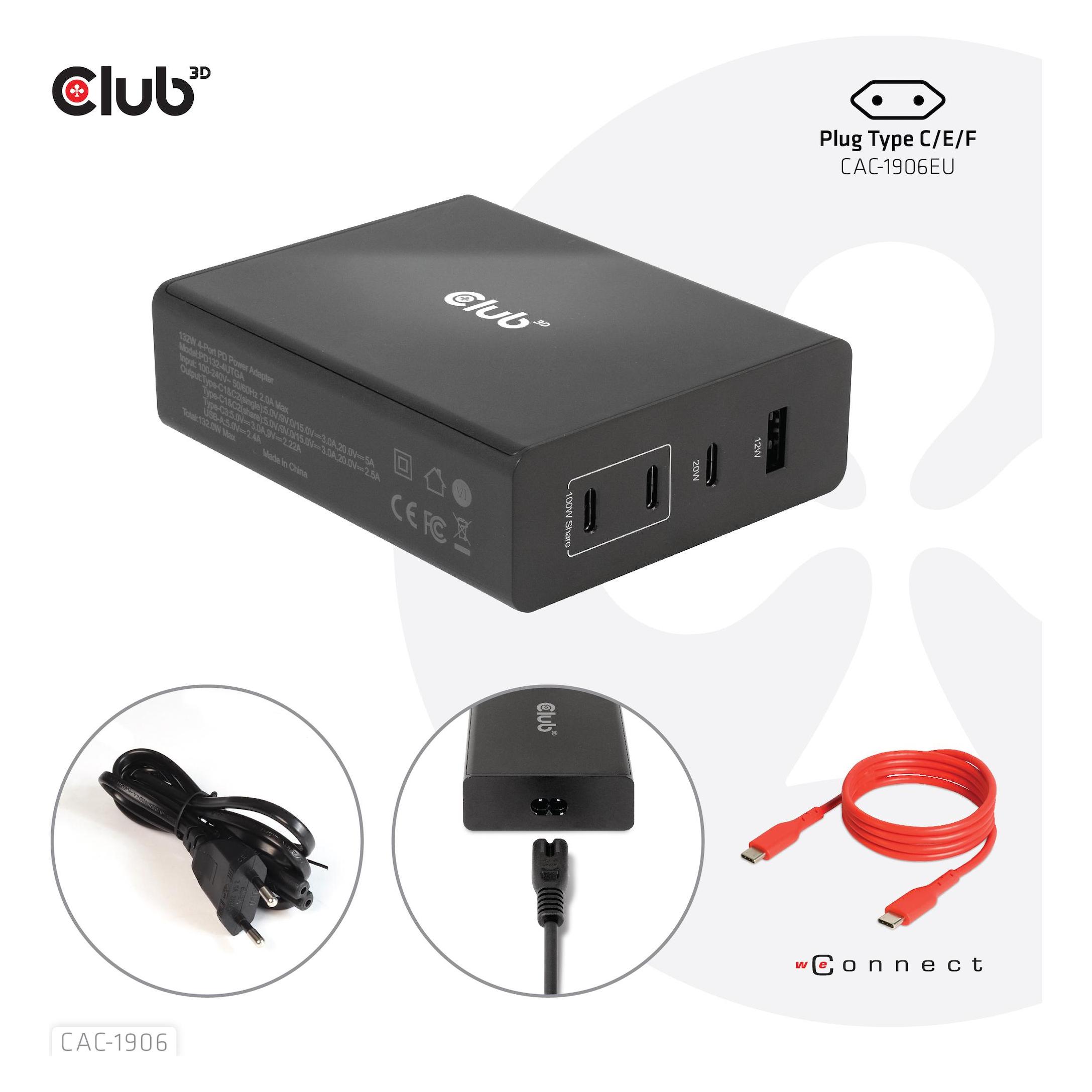 Club 3D CAC-1906 (132 W, 4 Ports) (CAC-1906)
