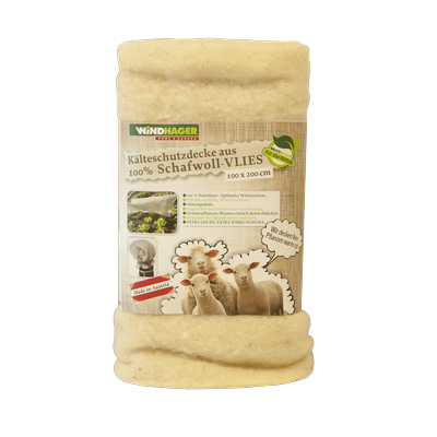 Winterschutzvlies WINDHAGER "aus Schafswolle, Vliesdecke für Pflanzen", beige, B:100cm L:200cm, Wolle, Vliese, Kälteschutz Matte gegen Wind und Frost, 2 x 1 m, 100 g/m², weiß