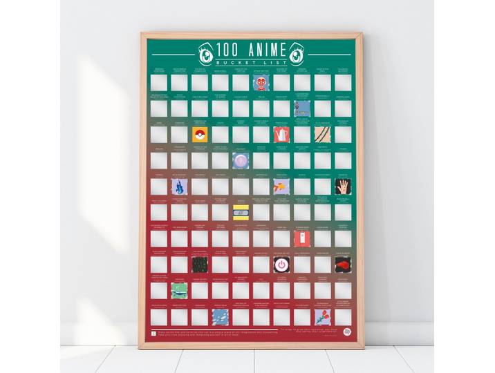 Gift Republic Bucketlist Scratch Poster - 100 Anime Films & Series
