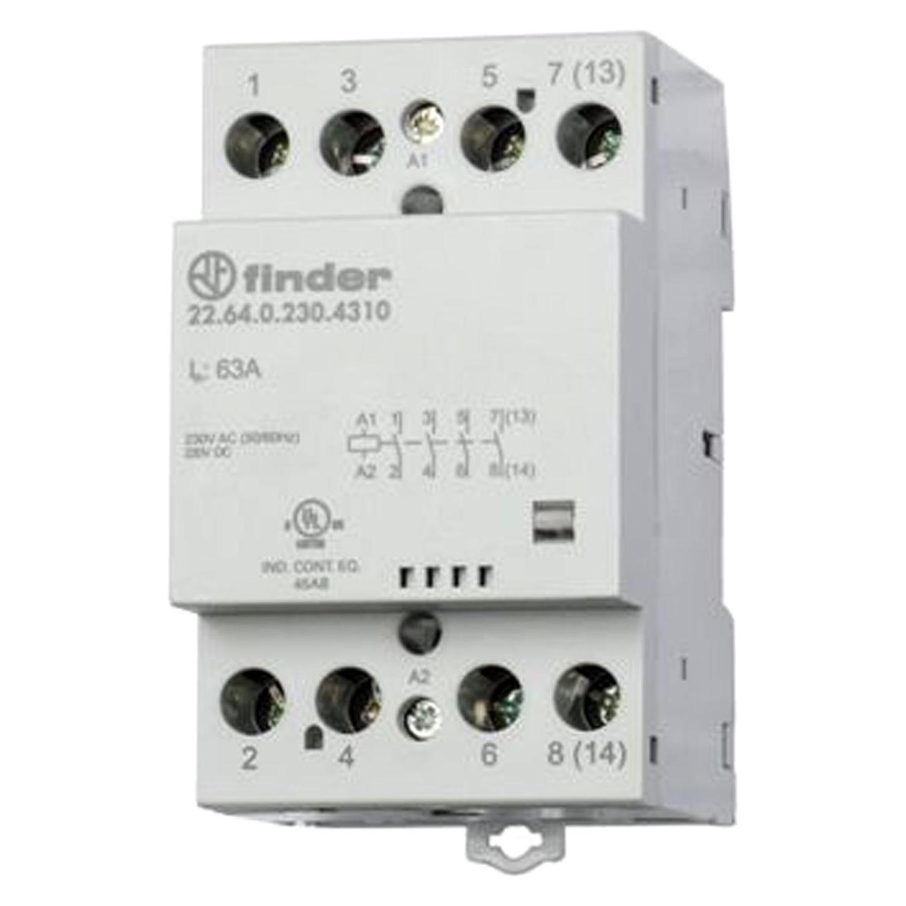 Finder Contactor 63A, 2 NO + 2 NC, 24vac/dc (22.64.0.024.4610)
