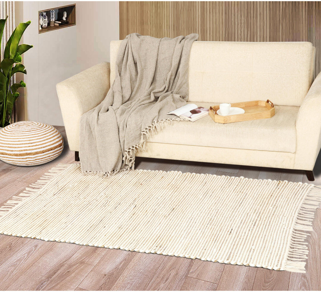 Natur Pur Kimble White Hand Woven Area Rug White Rectangle 120 x 180 cm