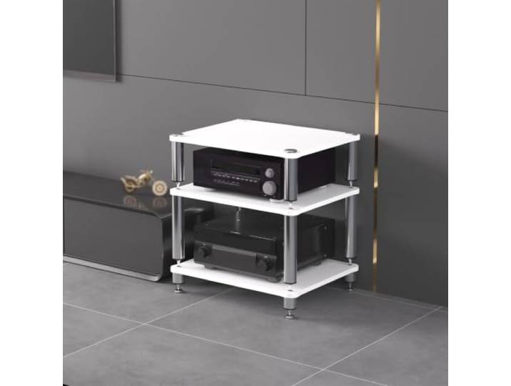 ZSCNYHMT Audio Rack, Stereo-Schrank Mit Edelstahlrahmen Und Ablagen Mehrschichtige regale, verstärkeraufbewahrung, player-organisation, stabiles design, für audio innenräume(B2,3-tier)