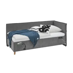 Polsterbett mit trendiger Kederumrahmung Fun , grau , Maße (cm): B: 103 H: 90