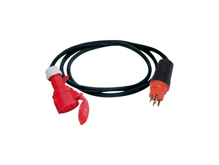 Adapterleitung (Gummi-Neopren), CEE Kupplung 400V/16A, T25 Stecker (Ip55), Kabel 1.5m H07Rn-F 5G2.5, schwarz