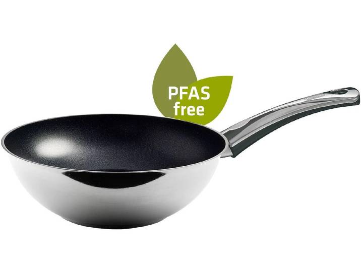 Wok BERNDES Injoy 28 cm ohne Deckel , schwarz (schwarz, silberfarben), H:9,1cm Ø:28cm, Pfannen, Wok