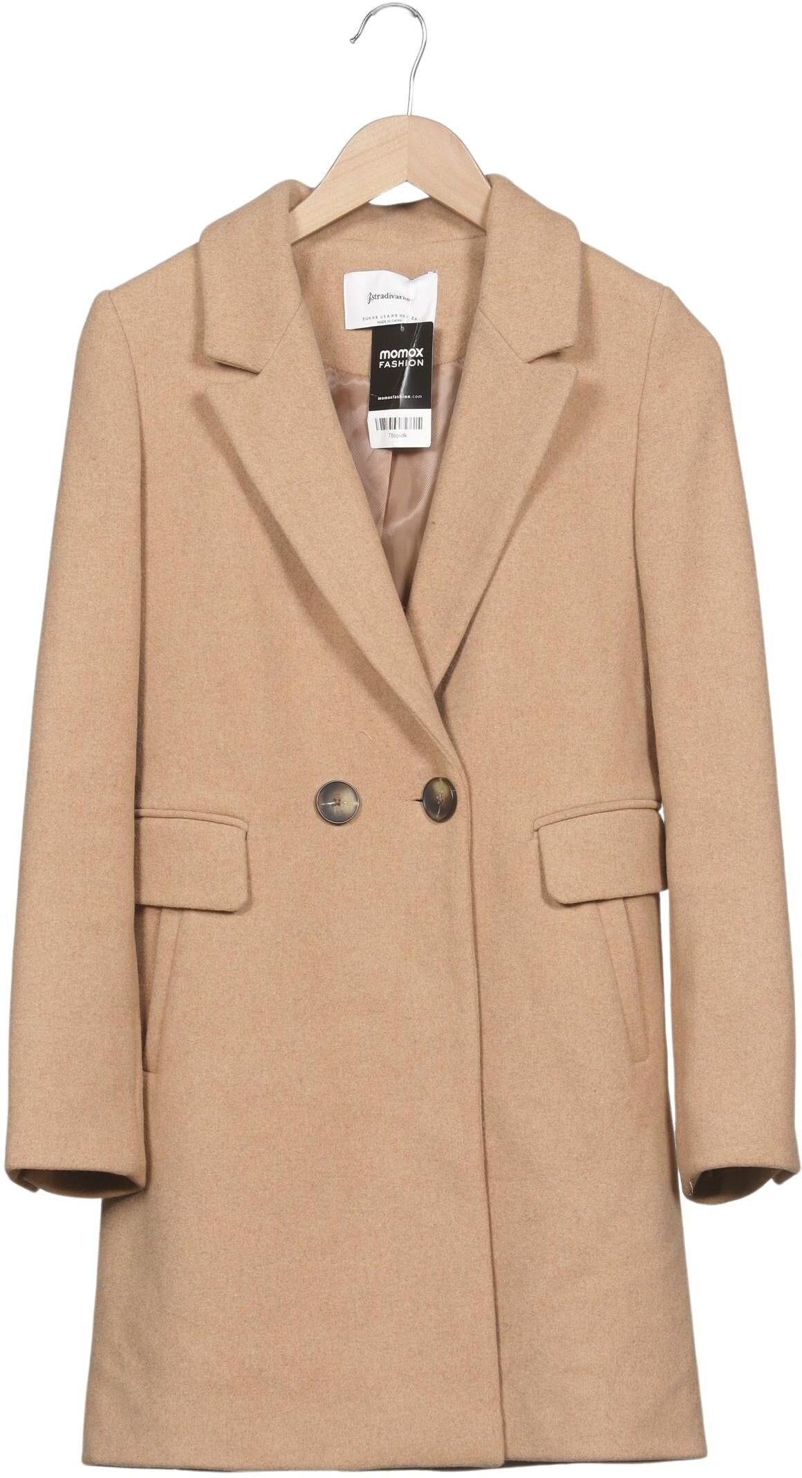 Stradivarius Damen Mantel, Beige, Gr. XS, Synthetik / Wolle - Second Hand