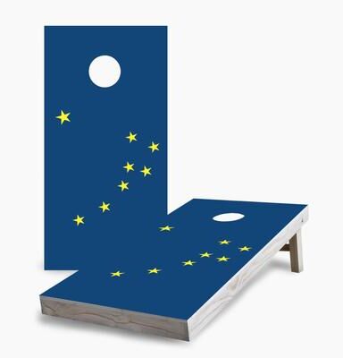 Skip's Garage Alaska State Flag Cornhole Boards