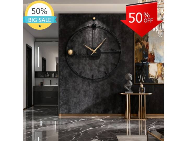Horloges murales minimalistes de style espagnol, horloges murales simples et modernes pour le salon, cadre en métal créatif, rondeur, décoration de luxe pour la maison