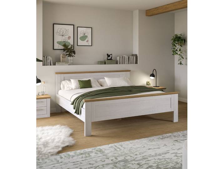 Bettgestell HOME AFFAIRE COSENZA, Breite 189cm, im Landhausstil , weiß (sibiu lärche nachbildung, artisan eiche nachbildung, sibiu lärche nachbildung, artisan eiche nachbildung, sibiu lärche nachbildung, artisan eiche nachbildung), B:189cm H:90cm L:209cm, Betten, Bettgestell, Bett, Kastenbett, Schlafzimmer, Schlafen
