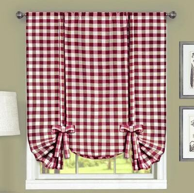 Achim Importing Co Inc Buffalo Check Tie Up Shade 42 x 63, 42 x 63, Burgundy