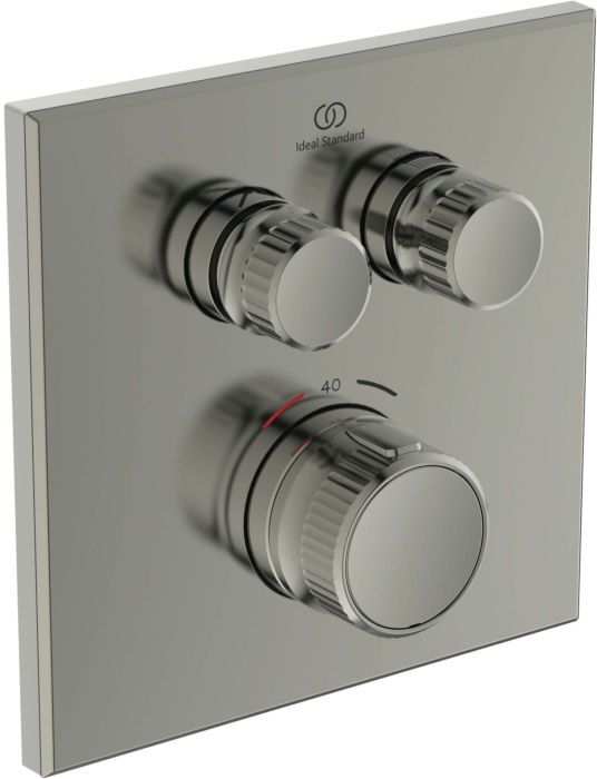 Ideal Standard Navigo Brausethermostat Unterputz A7302GN eckig, 2 Entnahmen, Fertigmontageset, silver storm