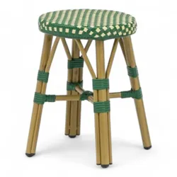 Bistromania Terrassenhocker RIVOLI - Aluminium und synthetisches Rattan - Dunkelgrün und Beige - Ø35 x 47 cm