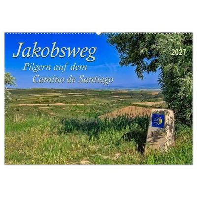 Jakobsweg - pilgern auf dem Camino de Santiago (Wandkalender 2027 DIN A2 quer), CALVENDO Monatskalender