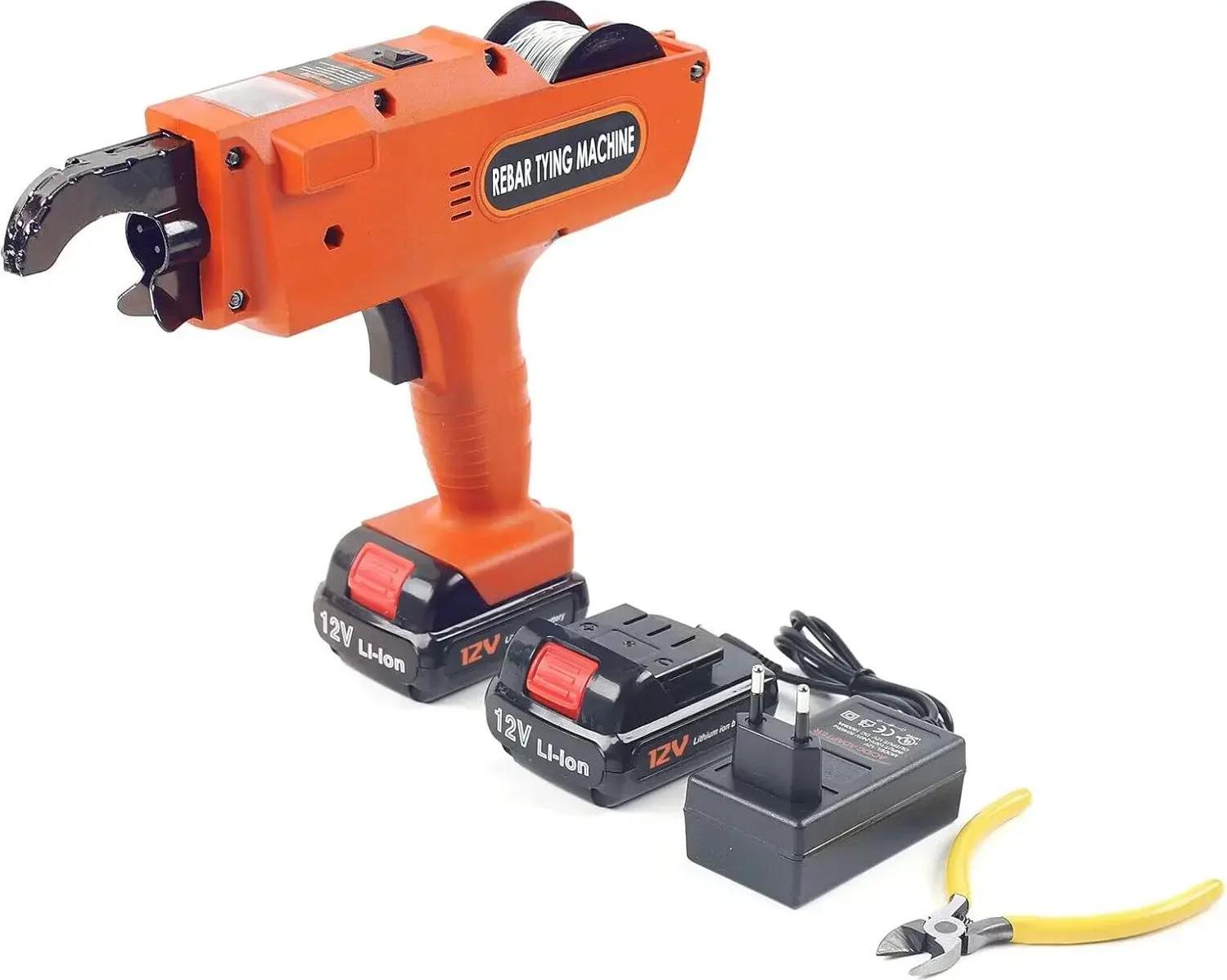 Drahtbindegerät - 12V Akku - 0,8 mm Draht Geeignet - Für Nichtmetall - EU-Stecker - Akku Nicht Enthalten - Kunststoff & Stahl - Dunkelorange