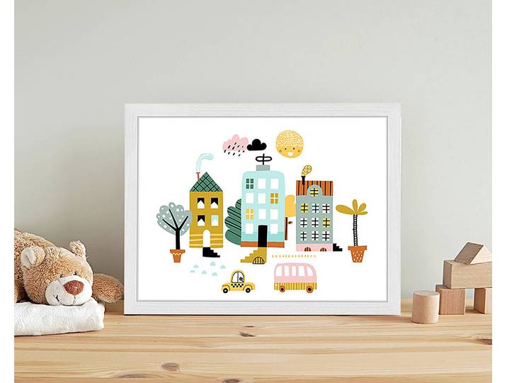 Tableau déco Carton City 33 x 43cm Multicolore