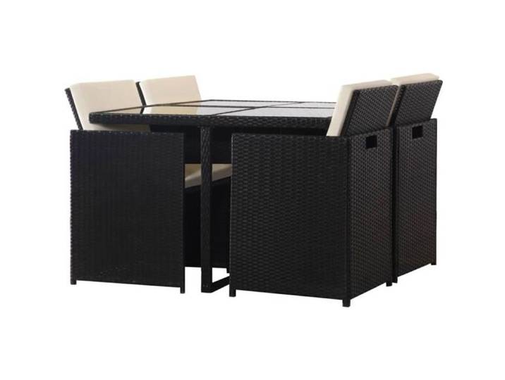 XIXIYAN Salon de jardin encastrable 5 pcs et coussins Rotin Noir