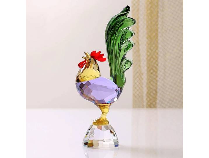 Sculpture de coq en cristal K9, statue créative du poulet du zodiaque, figurine artisanale, décoration de bureau, œuvre d'art de luxe, cadeau pour la maison ou le bureau