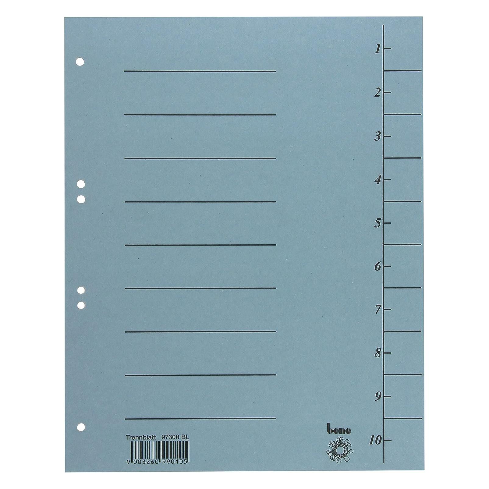 Bene Trennblatt Verwendung für Papierformat: DIN A4 Werkstoff: Karton (97300BL)