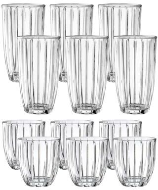 Jay Imports Capri 12-Piece Glassware Set - 6 Coolers (16Oz) & 6 DOF Glasses (10Oz)