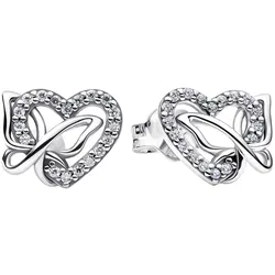Pandora 294476C01 Damenohrringe Silber Verschlungenes Herz & Schmetterling