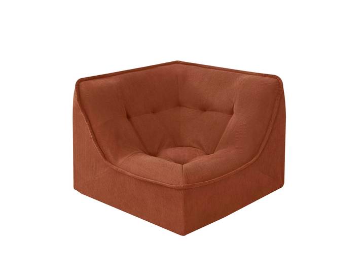Oviala - Fauteuil d'angle compressé en velours côtelé type chauffeuse