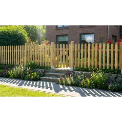 Gartenzaun Günstig + Gut 180 x 80 auf 65 cm – Holzzaun aus druckimprägniertem Kieferholz – Lattenzaun als Sichtschutz – Friesenzaun für Garten
