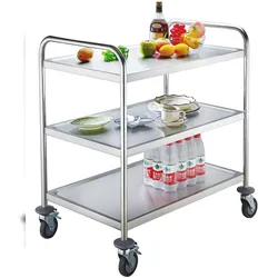 GastroHero Servierwagen ECO Small 71x41 cm Edelstahl Transportwagen 3 Etagen Küchenwagen Gastronomie