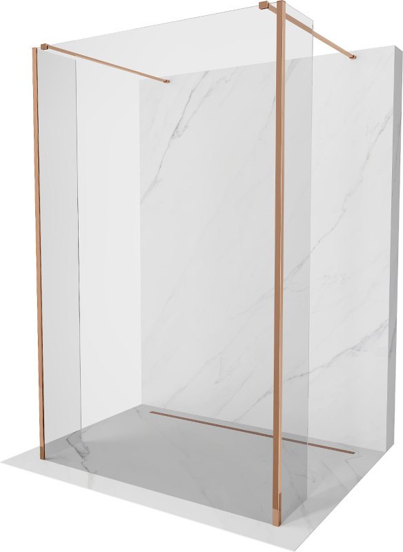 Mexen Kioto freistehende Duschwand 120 x 30 x 30 cm, transparent, roségold - 800-120-030-222-60-00-030