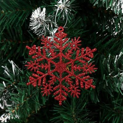 Rare Purchases Gold Bling Snowflake, Red Christmas Tree Hanging Snowflakes, DIY Gifts Wrapping Xmas Tree Decoration deep Sapphire