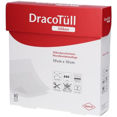 Dracotüll Silik.10x10cm silikonbesch.Wundkont.Aufl 10 St Verband