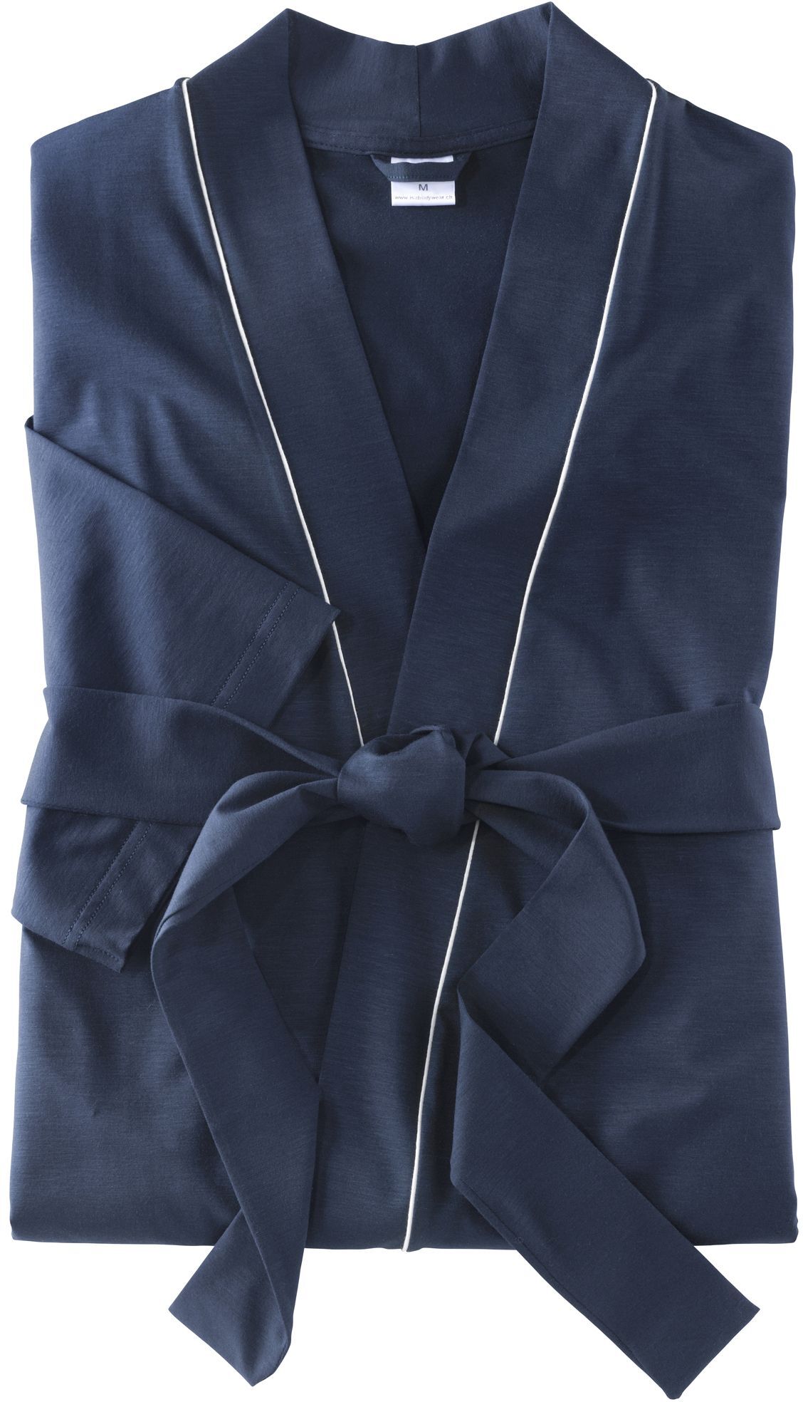 Morgenmantel ISA BODYWEAR "Hausmantel" Gr. L, blau (dunkelblau), L, Obermaterial: 45% Modal CMD. 45% Baumwolle CO. 10% Elasthan EL., Hausmäntel, Morgenmantel dunkelblau L