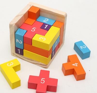 Uplifted Trends Colorful Wooden Puzzle Cube Brain Teaser Toy For Kids And Adults Colorful Wooden Puzzle Cube Brain Teaser Toy For Kids And Adults