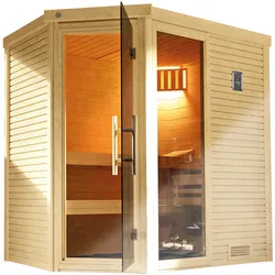 weka Design-Sauna CUBILIS Gr. 2 Sparset 7,5 kW BioS inkl. digitaler Steuerung, Glastür und Fenster
