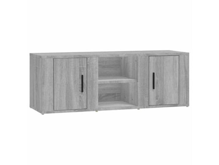 LKJephalotrope TV-Schrank Grau Sonoma 100x31,5x35 cm Lowboard Kompaktes Lowboard aus robustem Holzwerkstoff mit 4 Fächern und Türen für Ihr Wohnzimmer.