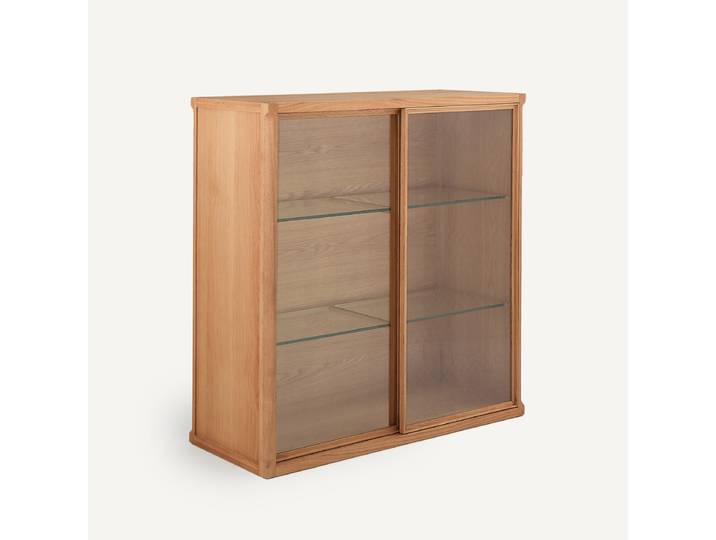 Emmanuel Gallina X Am.pm Buffet vitrine haut, en chêne et plaqué, IÉNA Beige