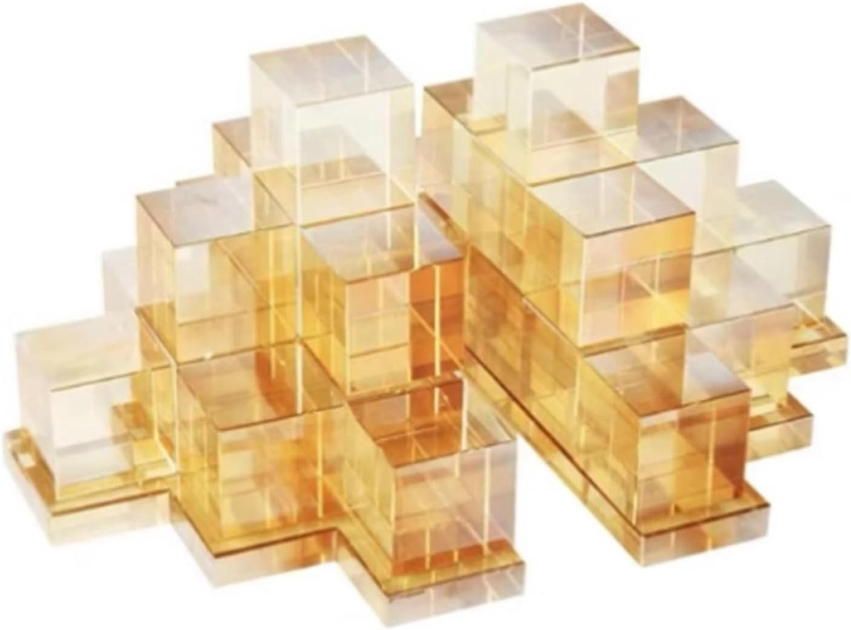 Set van 2 Boekensteunen Kristal Lus - Geelbruin - Handgemaakt Design