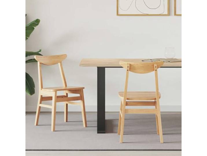 HMDNGOUT Esszimmerstühle 2 STK Massives Gummiholz Natur Modernes minimalistisches Design, quadratische Beine, Gummibaum-Maserung, für Esstische, feucht abwischbar